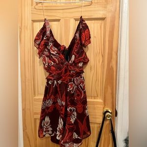 Fashion Nova Floral Red Romper